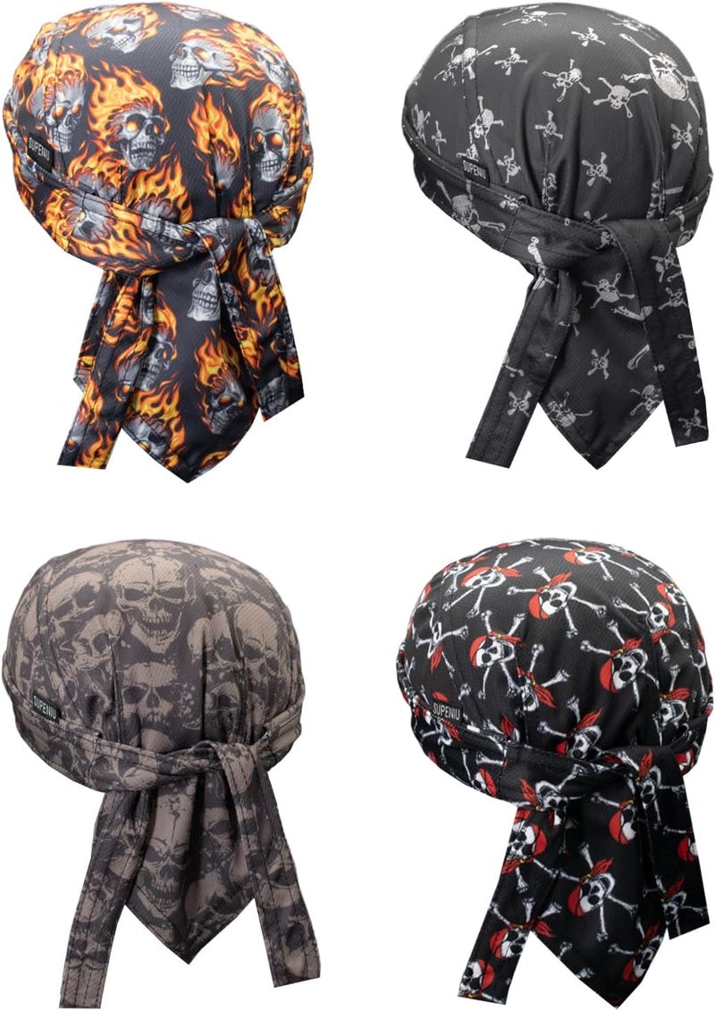 Supeniu Doo Rags Beanie Hats Skull Caps Dew Rag Bandana Helmet Liner Motorcycle Cycling Cap Do Rag Headwrap for Men and Women - Image 2